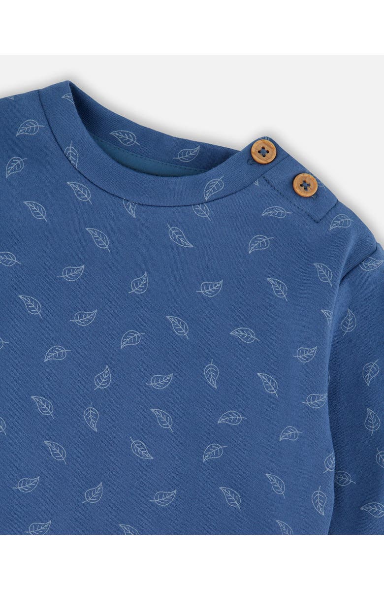 Deux par Deux Organic Cotton Pant and Top Set Leaf, Alternate, color, Blue