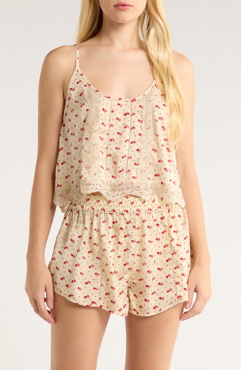 Free People Midnight Muse Satin Pajamas, Main, color, Sand Combo