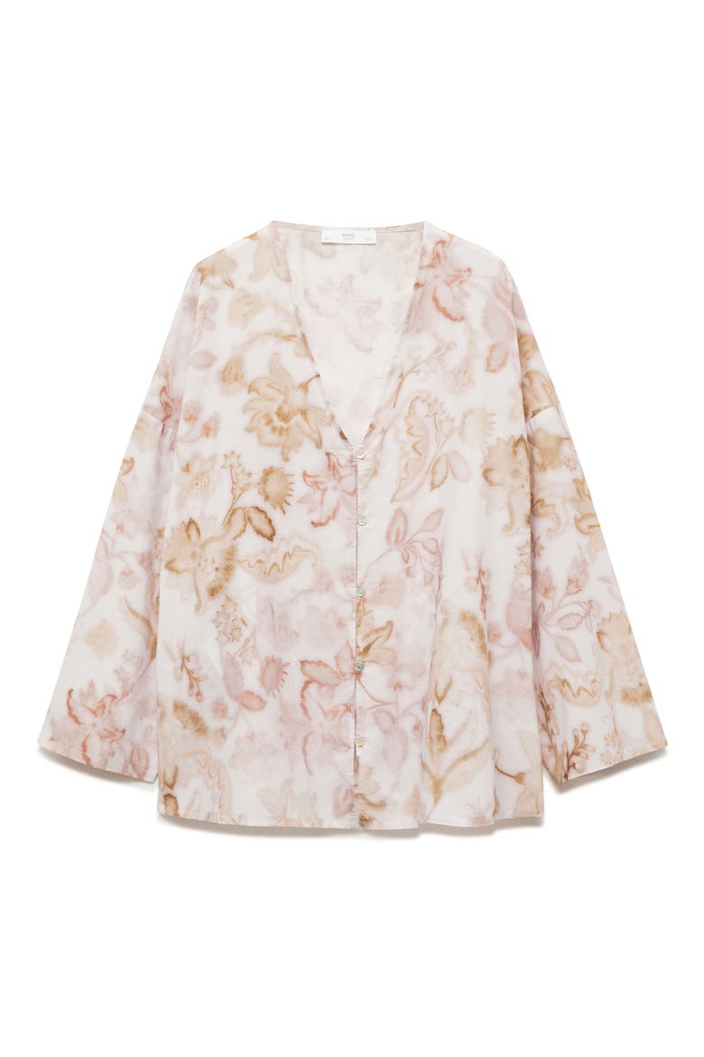 Floral Cotton Pajama Shirt, Alternate, color, LIGHT/ PASTEL GREY