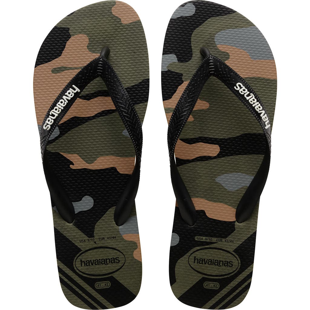 Havaianas Top Camo Flip Flop In Moss