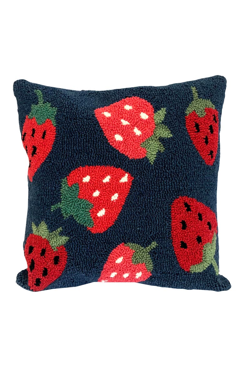 Strawberry Toss Indoor/Outdoor Throw Pillow, Main, color, INDIGO RED