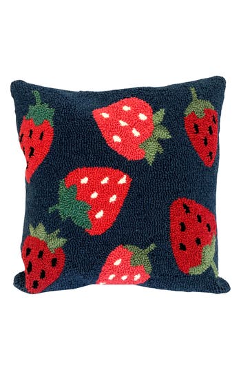 R16 Home Strawberry Toss Indoor/outdoor Throw Pillow In Indigo Red