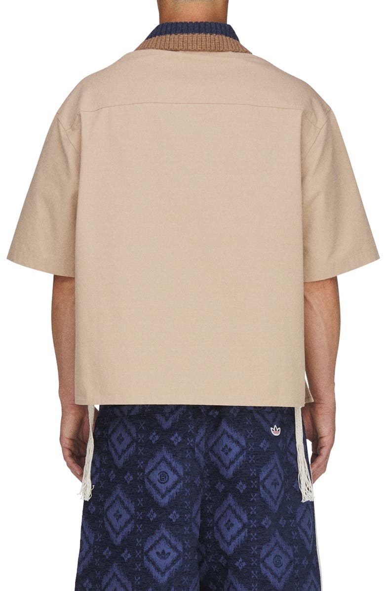 adidas Originals x CLOT Short Sleeve Cotton Button-Up Utility Shirt, Alternate, color, Warm Sandstone