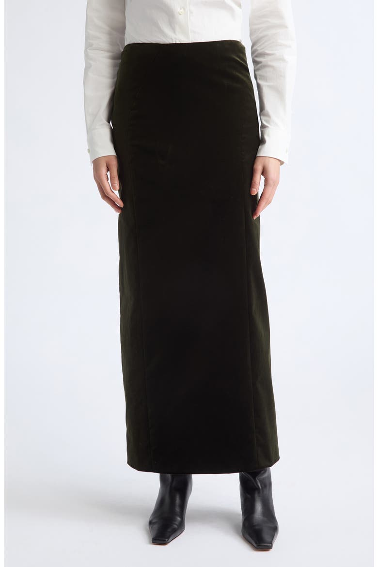 Stretch Velveteen Pencil Skirt, Main, color, UTILITY