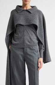 Maison Margiela Wool Rib Scarf with Collar Detail