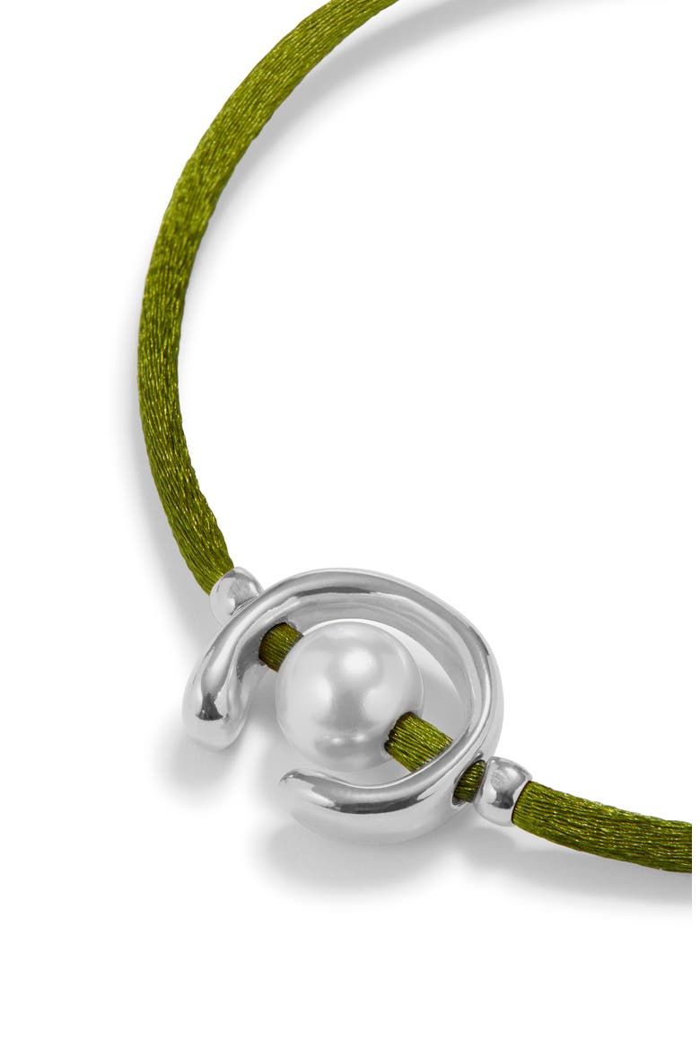 Green Thread Silver-plated Pearl Shell Bracelet, Alternate, color, Silver