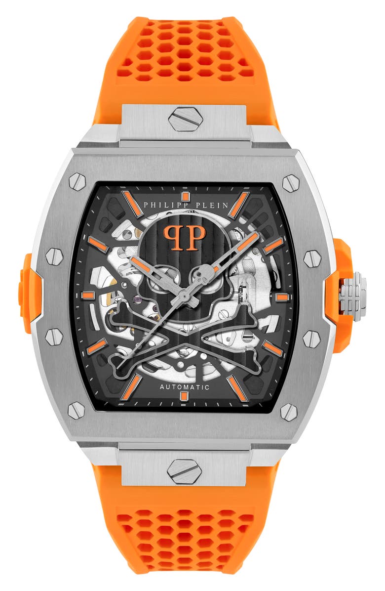 PHILIPP PLEIN The $keleton Limited Edition Silicone Strap Watch, 44mm, Main, color,