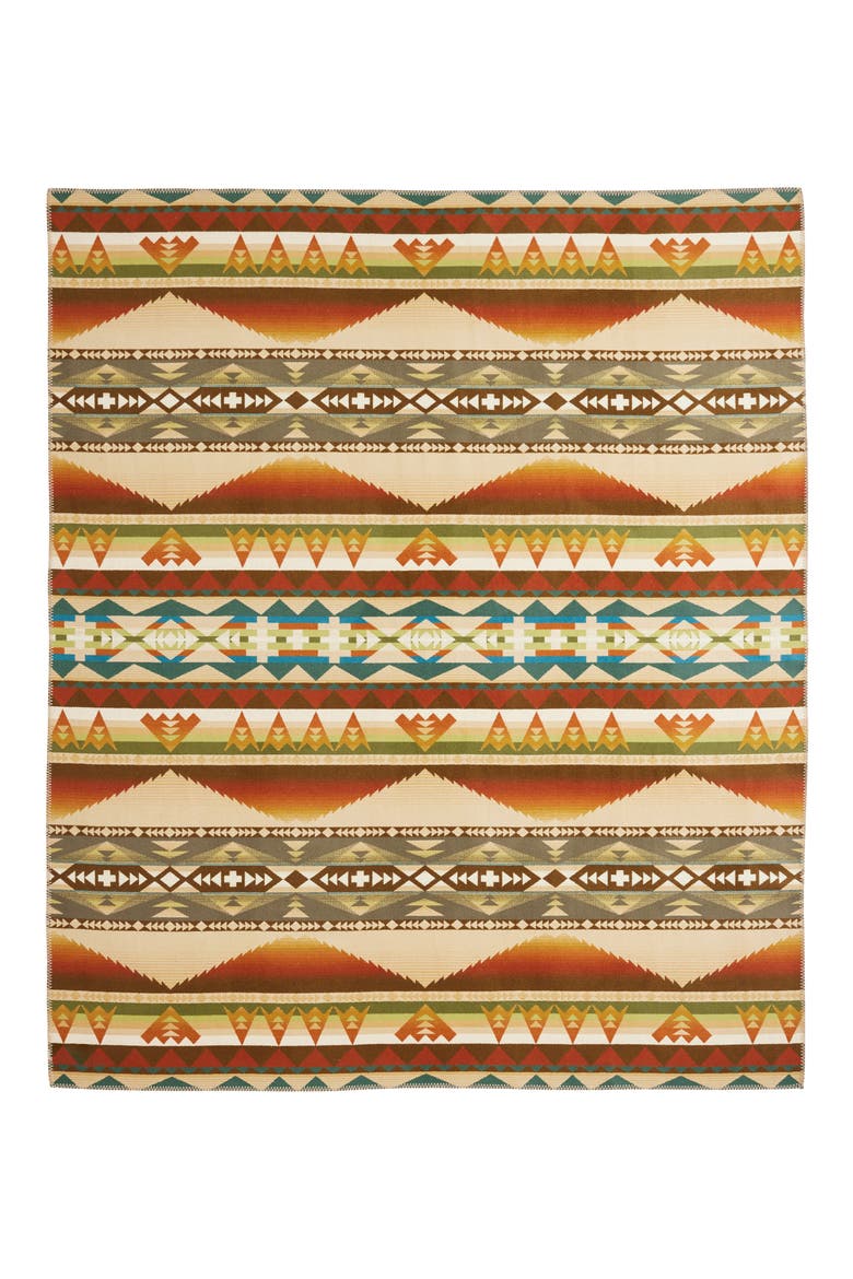 Jacquard Unnapped Wool Blend Blanket, Alternate, color, SOLSTICE CANYON