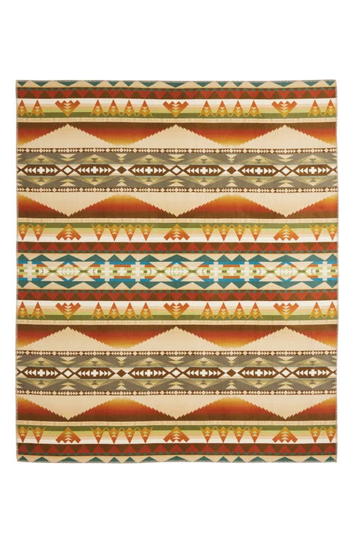 Pendleton Jacquard Unnapped Wool Blend Blanket In Brown