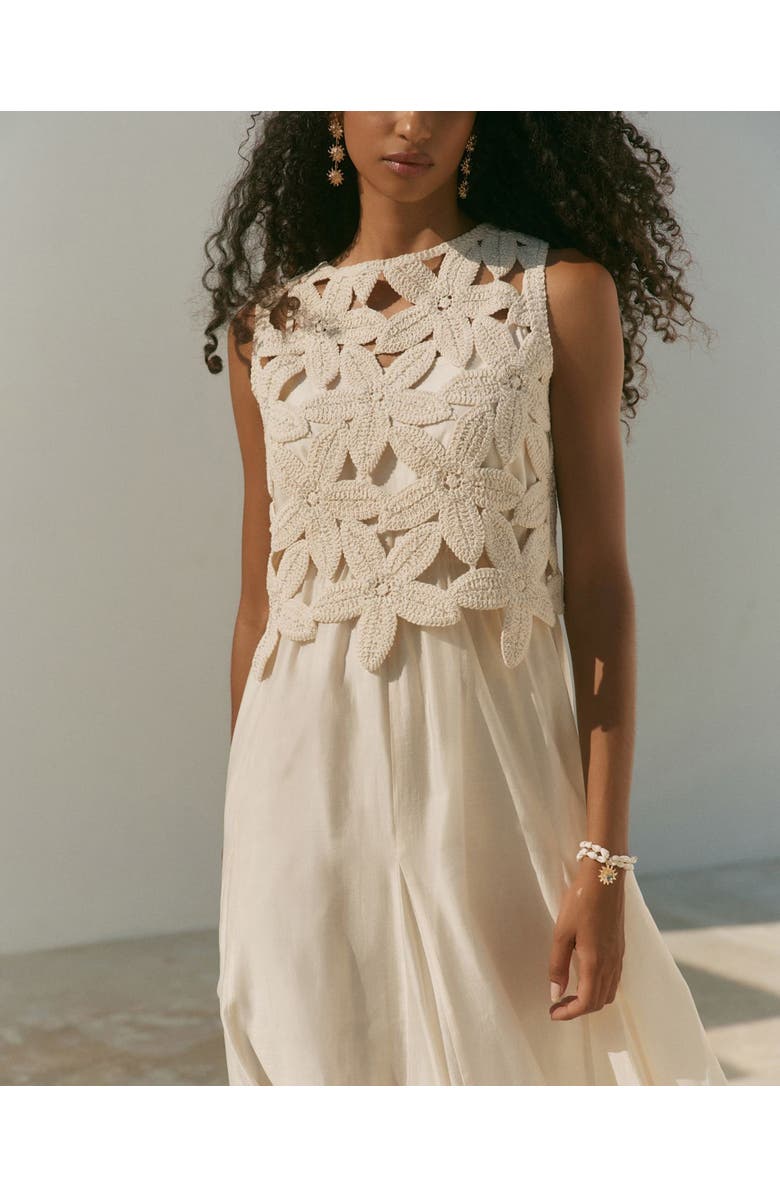 MINT VELVET Cotton Blend Sleeveless Crochet Maxi Dress, Alternate, color, Cream