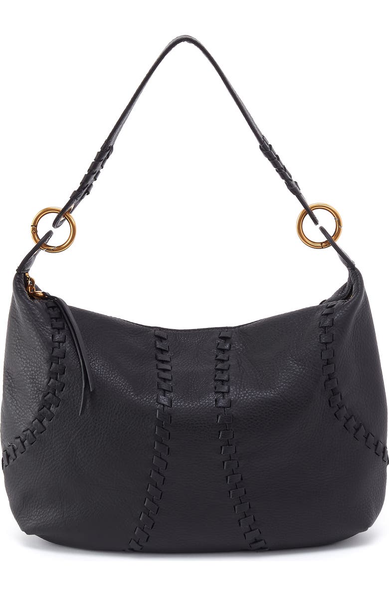 HOBO Opal Leather Shoulder Bag, Main, color, Black