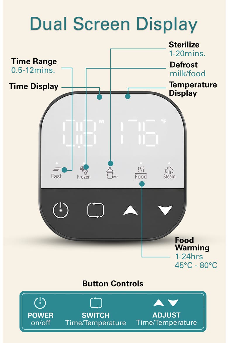 Baby Bottle Warmer and Sterilizer, with Fast Temperature Control, Alternate, color, White