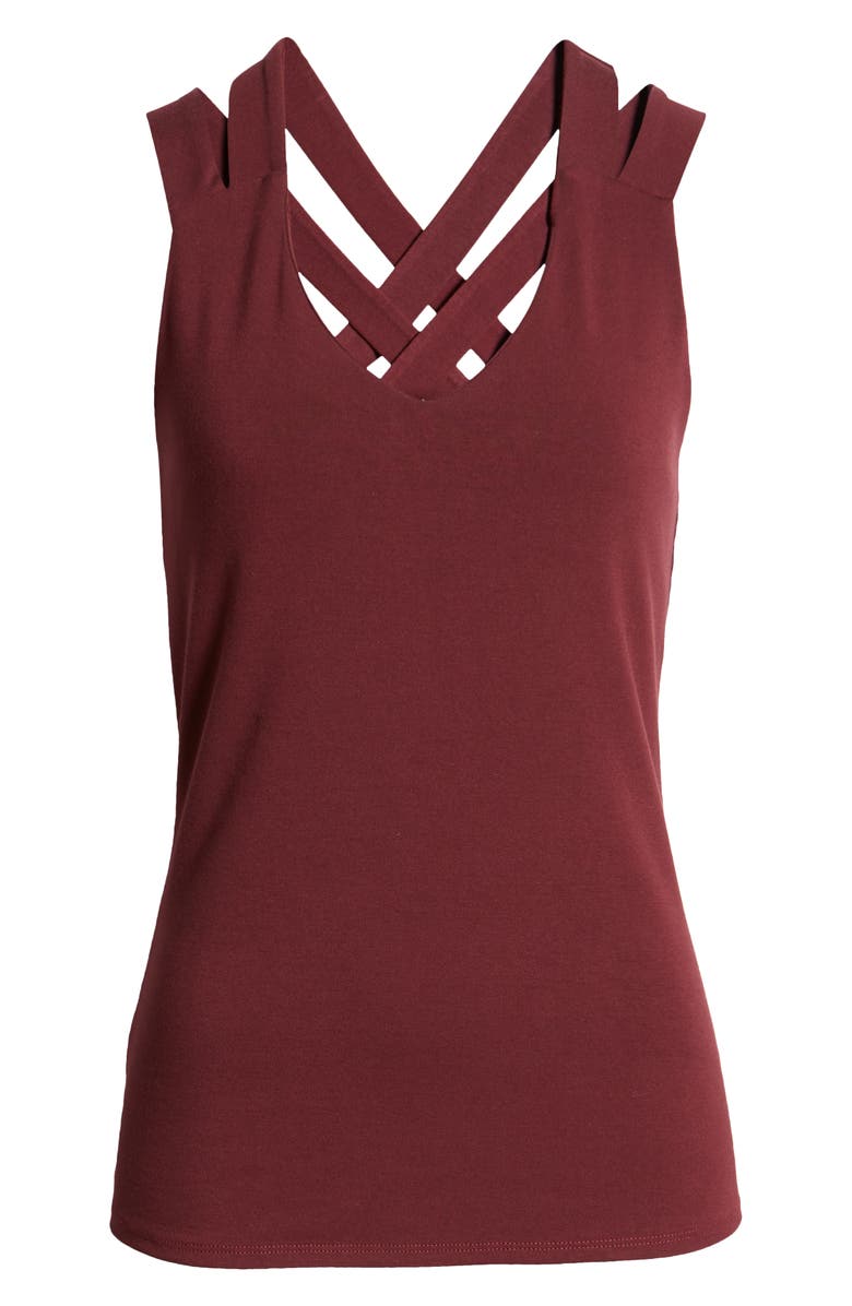 Loveappella Strappy Layering Tank, Alternate, color, Burgundy