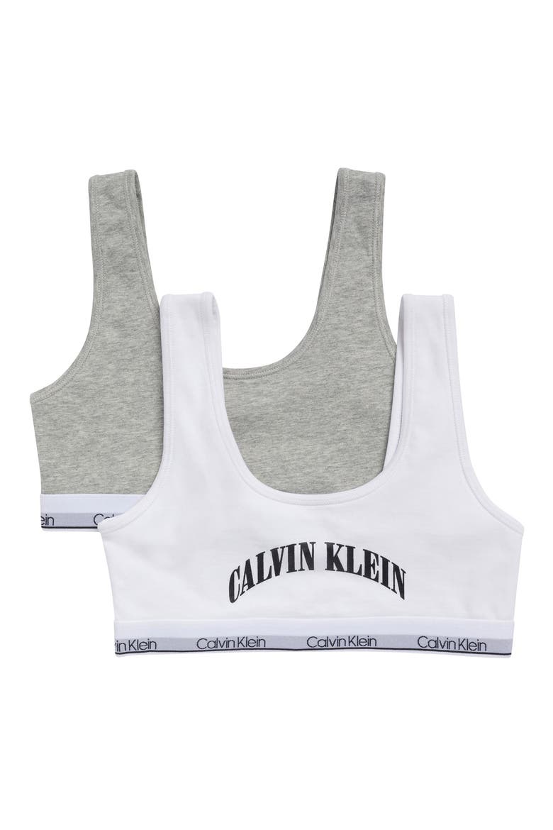 Kids' NYC Collection 2-Pack Assorted Bralettes, Main, color, WHITE/ HEATHER GREY