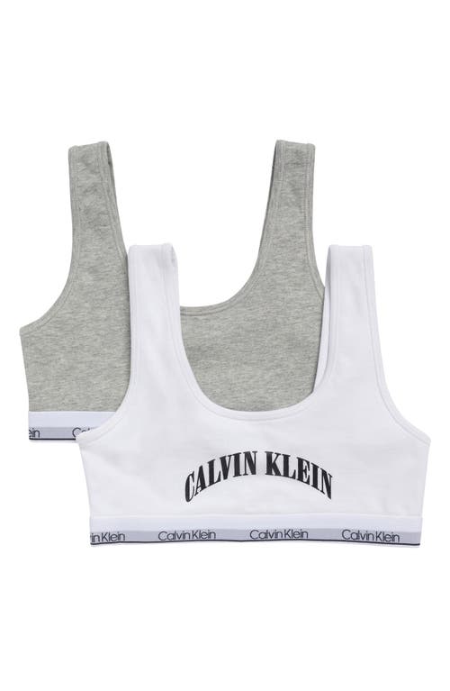 Calvin Klein Kids' NYC Collection 2-Pack Assorted Bralettes in White/heather Grey at Nordstrom, Size Large