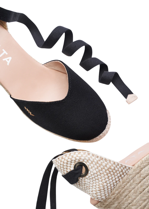 Viscata Gava Canvas Espadrille Wedges In Black