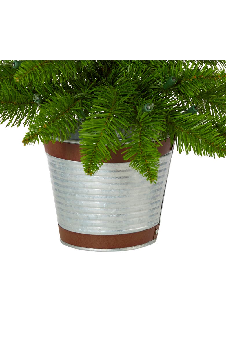 NEARLY NATURAL 2-ft Providence Pine Artificial Christmas Tree in Decorative Planter with 35 Warm White Lights and 51 Bendable Branches, Alternate, color, Green