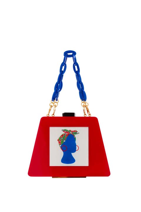 Babi Acrylic Triangular Box Clutch w/strap