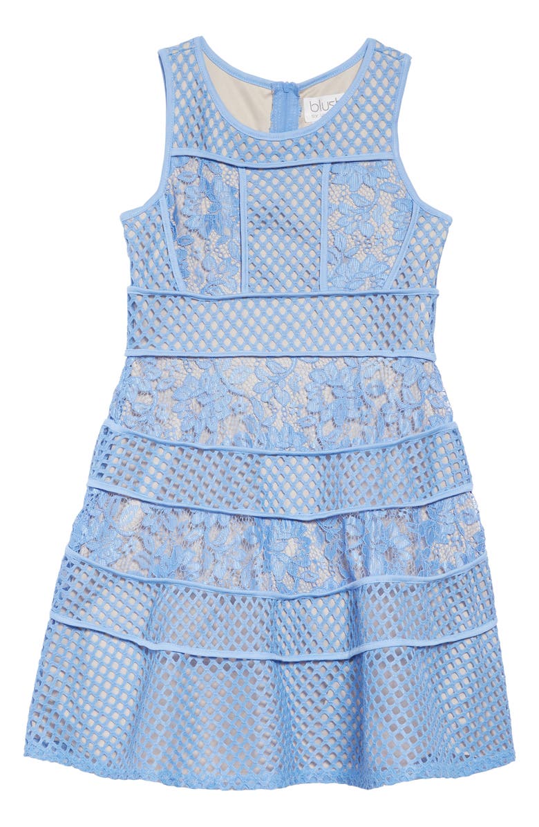 BLUSH by Us Angels Lace & Mesh Tiered Dress, Main, color, 