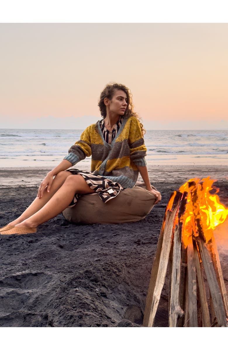 World of Crow Ochre/grey Striped Sweater, Alternate, color, 