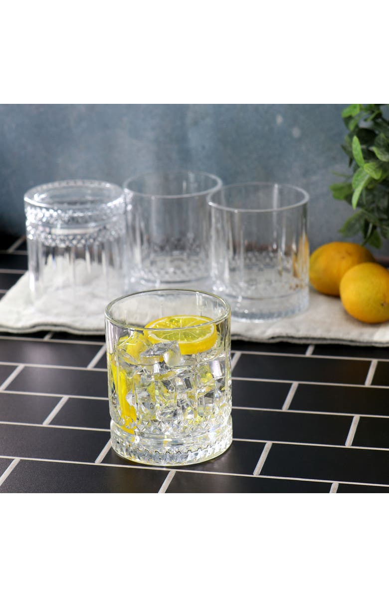 Gibson Home 4 Piece 13 Ounce Iceberg Embossed Double Old-Fashioned Glass Set, Alternate, color, Clear