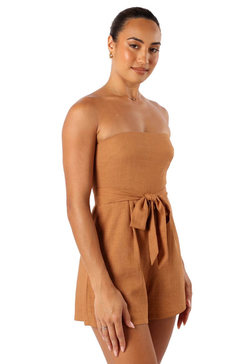 Christie Strapless Romper, Alternate, color, TAN