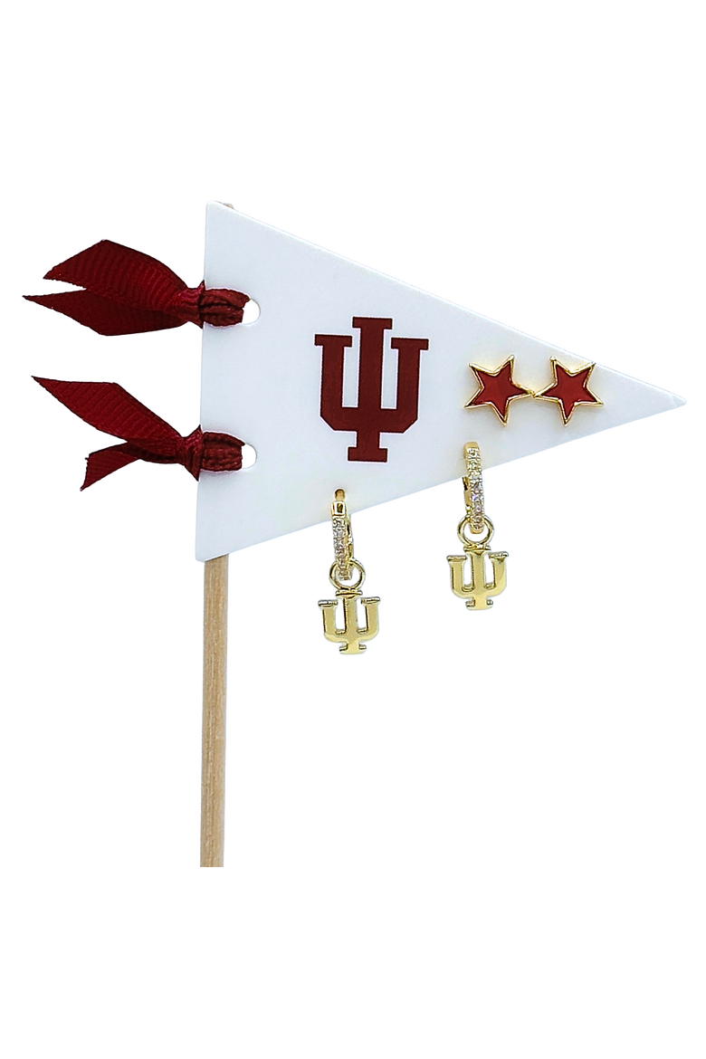 Indiana Pennant Pair Earring Set, Main, color, Yellow Gold