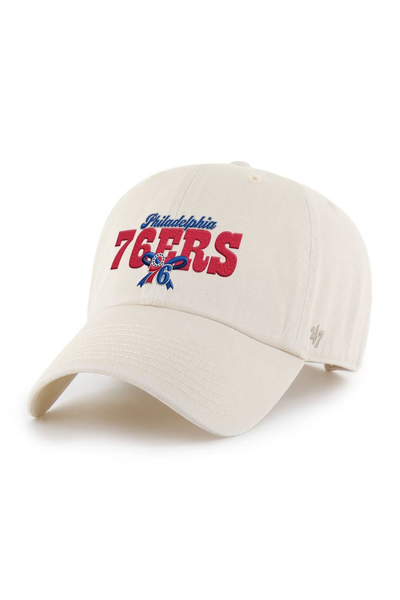 Women's '47 Natural Philadelphia 76ers Bow Stack Clean Up Adjustable Hat, Main, color, Natural