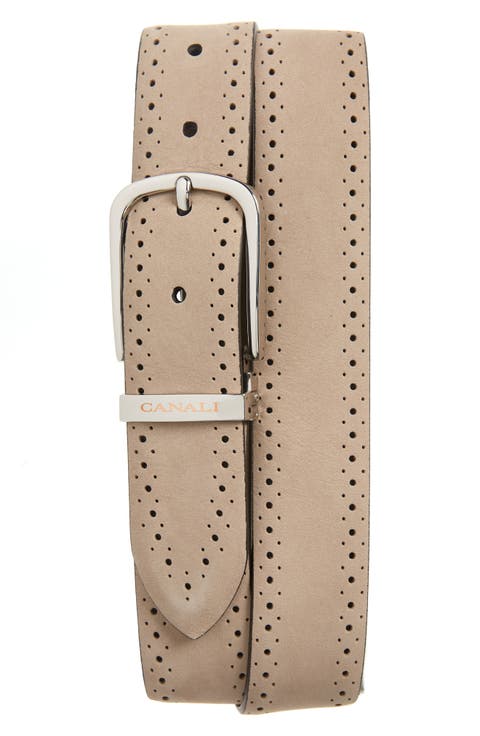 Nubuck Leather Brogue Belt