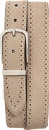 Canali Nubuck Leather Brogue Belt