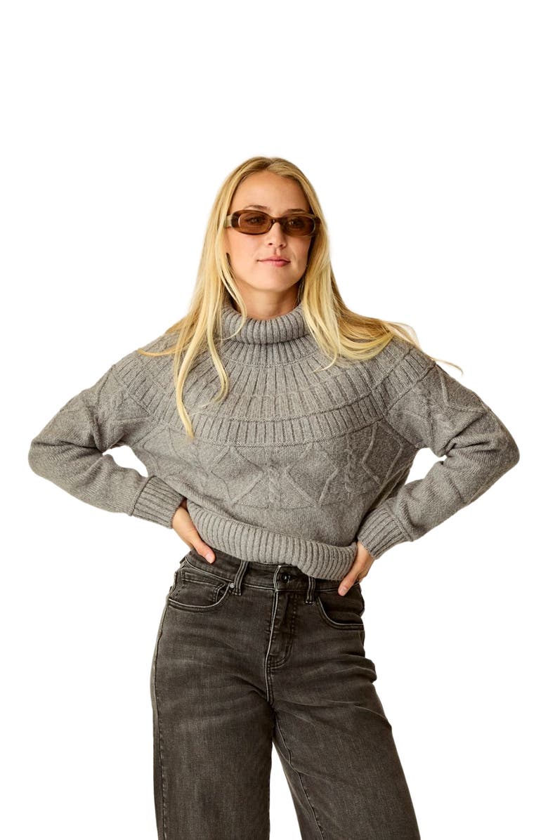 Carve Designs Neve Cable Turtleneck, Main, color, Pewter Heather