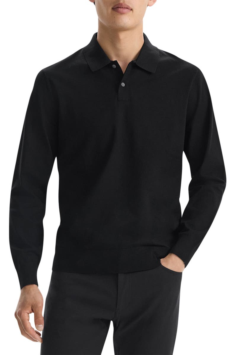 Theory Goris Long Sleeve Polo, Main, color, Blk