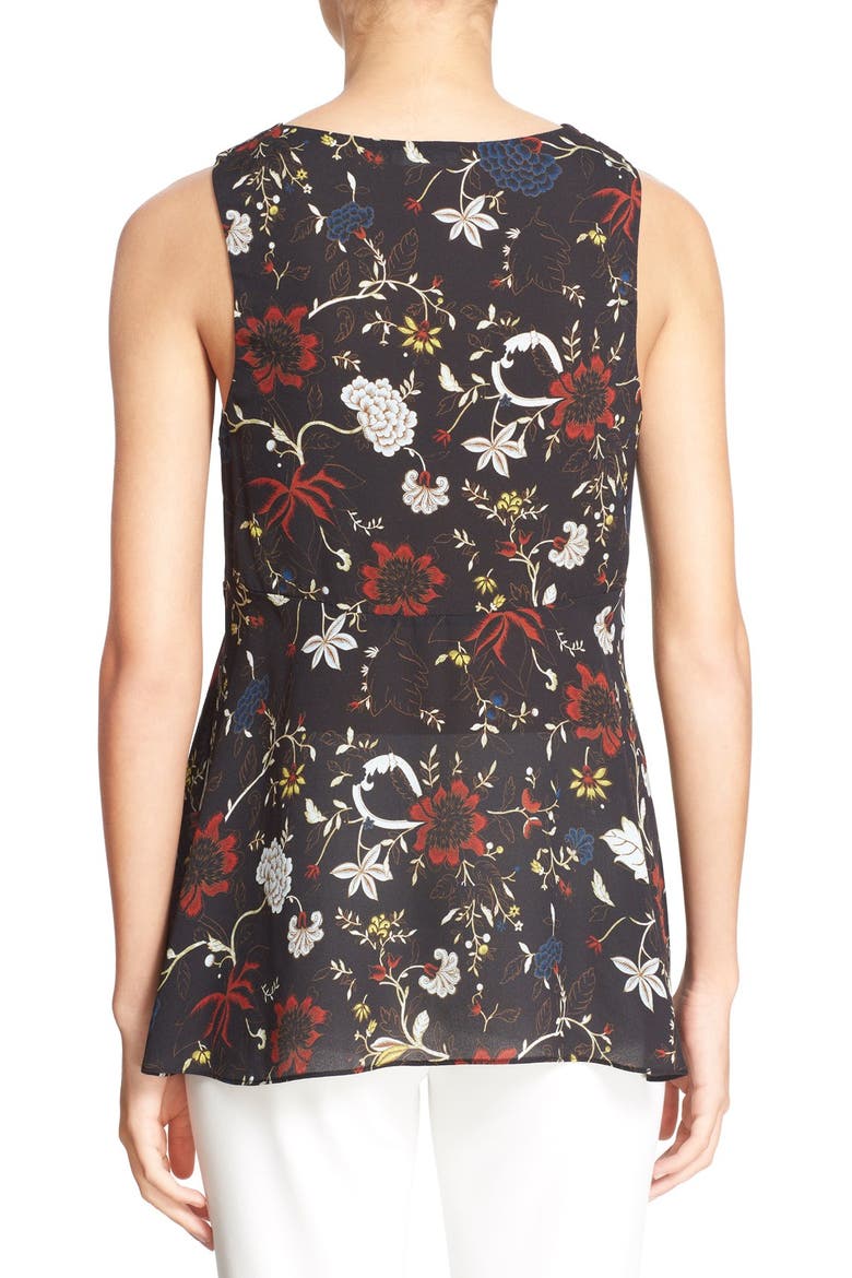 'Purcell' Floral Print Sleeveless Silk Top, Alternate, color, BLACK/ RED/ BLUE