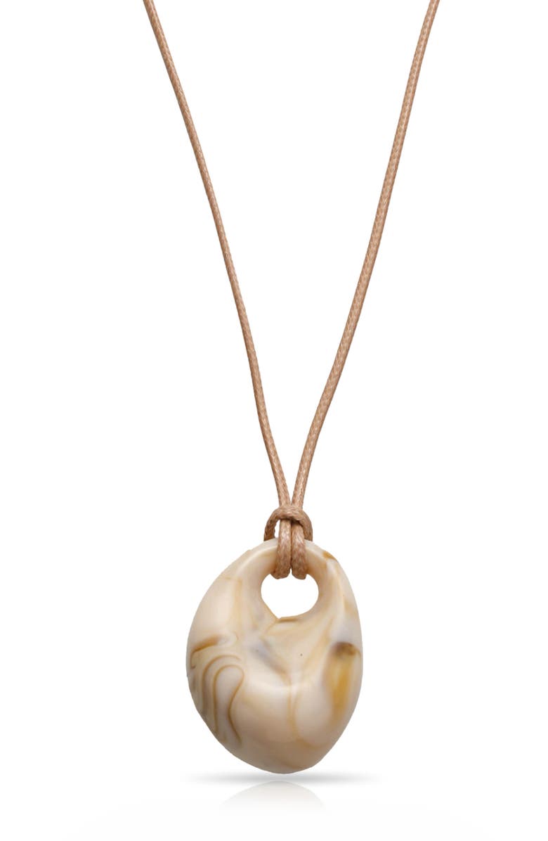 Ettika Resin Medallion Necklace, Alternate, color, Tan