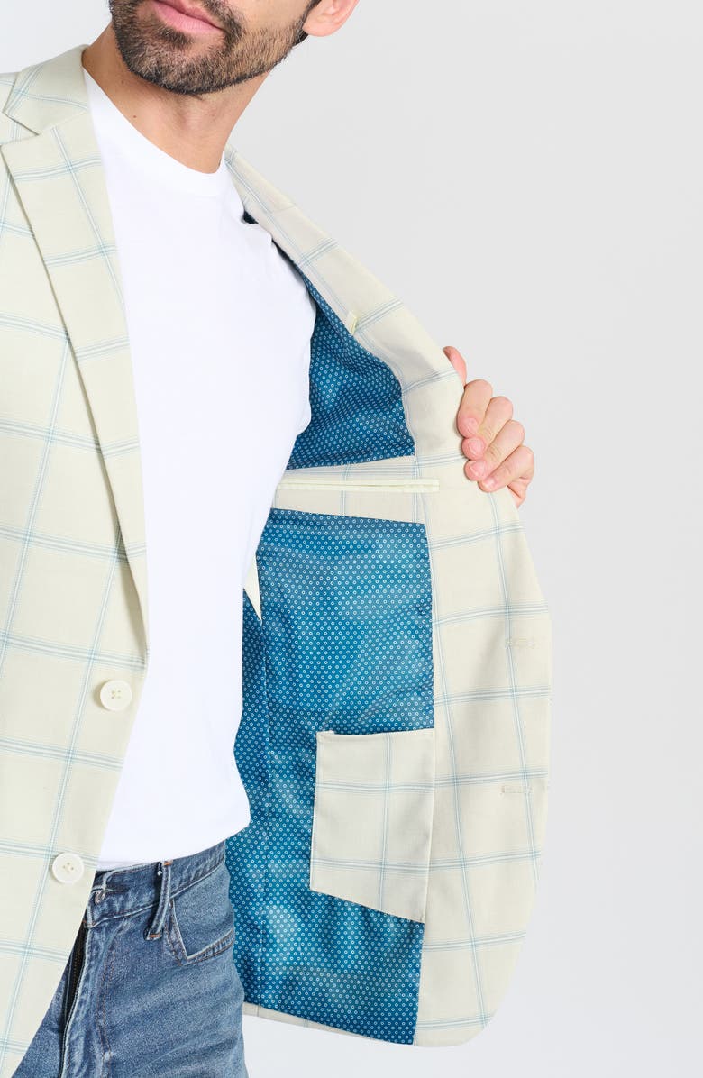 SAVILE ROW CO Mayfair Windowpane Notch Lapel Blazer, Alternate, color, Cream