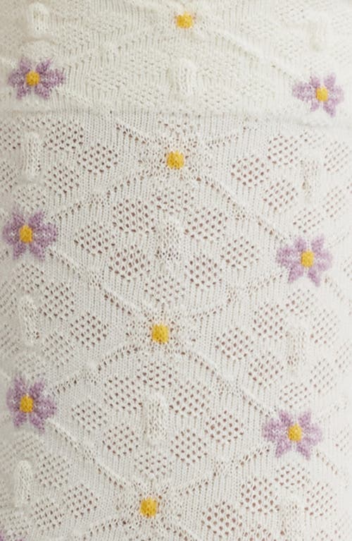 Casa Clara Dylan Crew Socks In White Flora