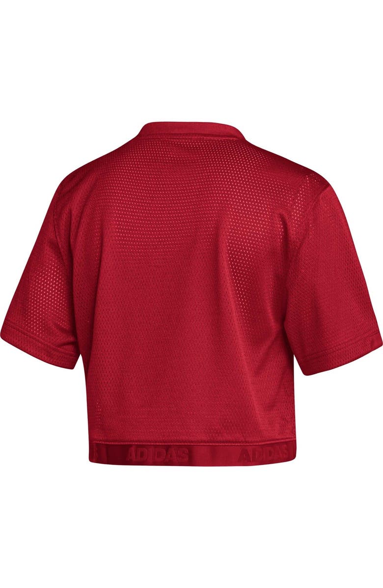 adidas Women's adidas Red Nebraska Huskers Primegreen V-Neck Cropped Jersey, Alternate, color,