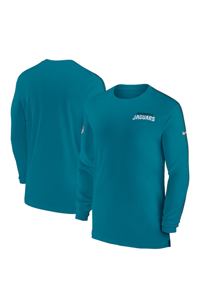 Nike Men's Nike Teal Jacksonville Jaguars Sideline Coach UV Performance Long Sleeve T-Shirt, Alternate, color, Teal