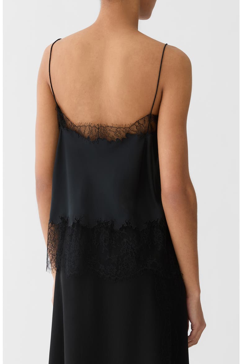 Silk Camisole with Lace Detail, Alternate, color, BLACK