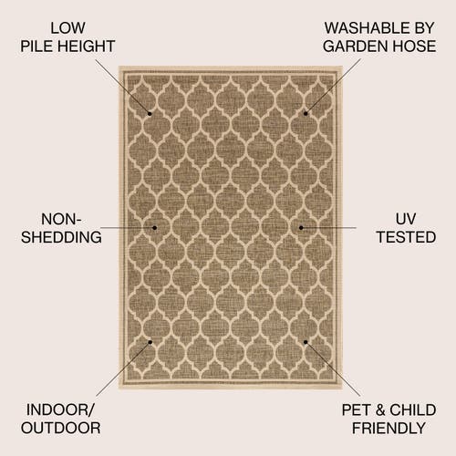 Jonathan Y Trebol Moroccan Trellis Textured Weave Indoor/outdoor Area Rug In Brown/beige