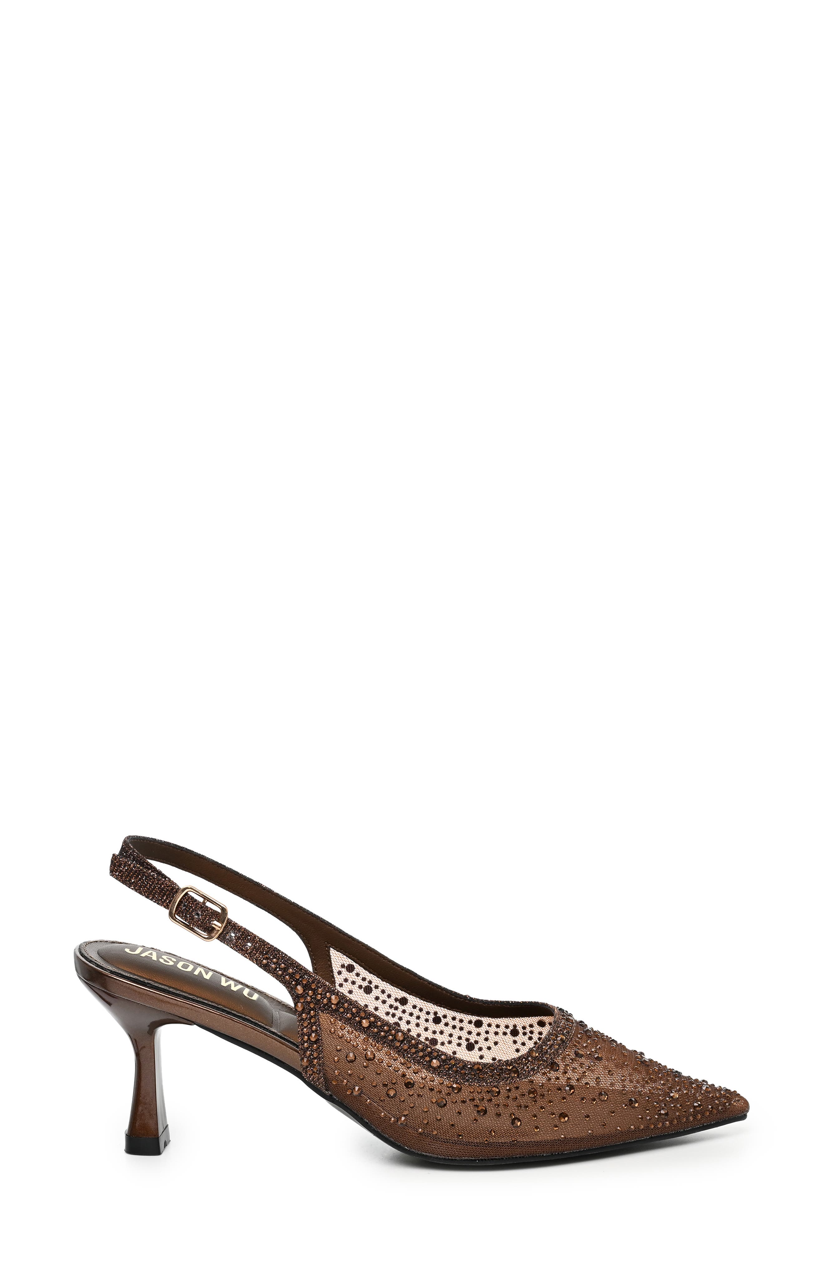 Pointed Toe Slingback Pump, Alternate, color, BROWN BLING MESH