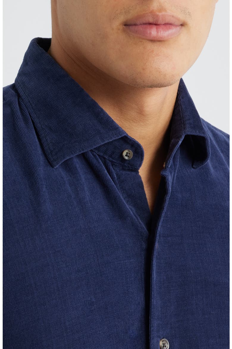 Cotton & Cashmere Corduroy Button-Up Shirt, Alternate, color, NAVY