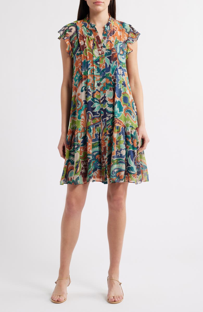 Julia Jordan Ruffle Pintuck Shift Dress, Main, color,