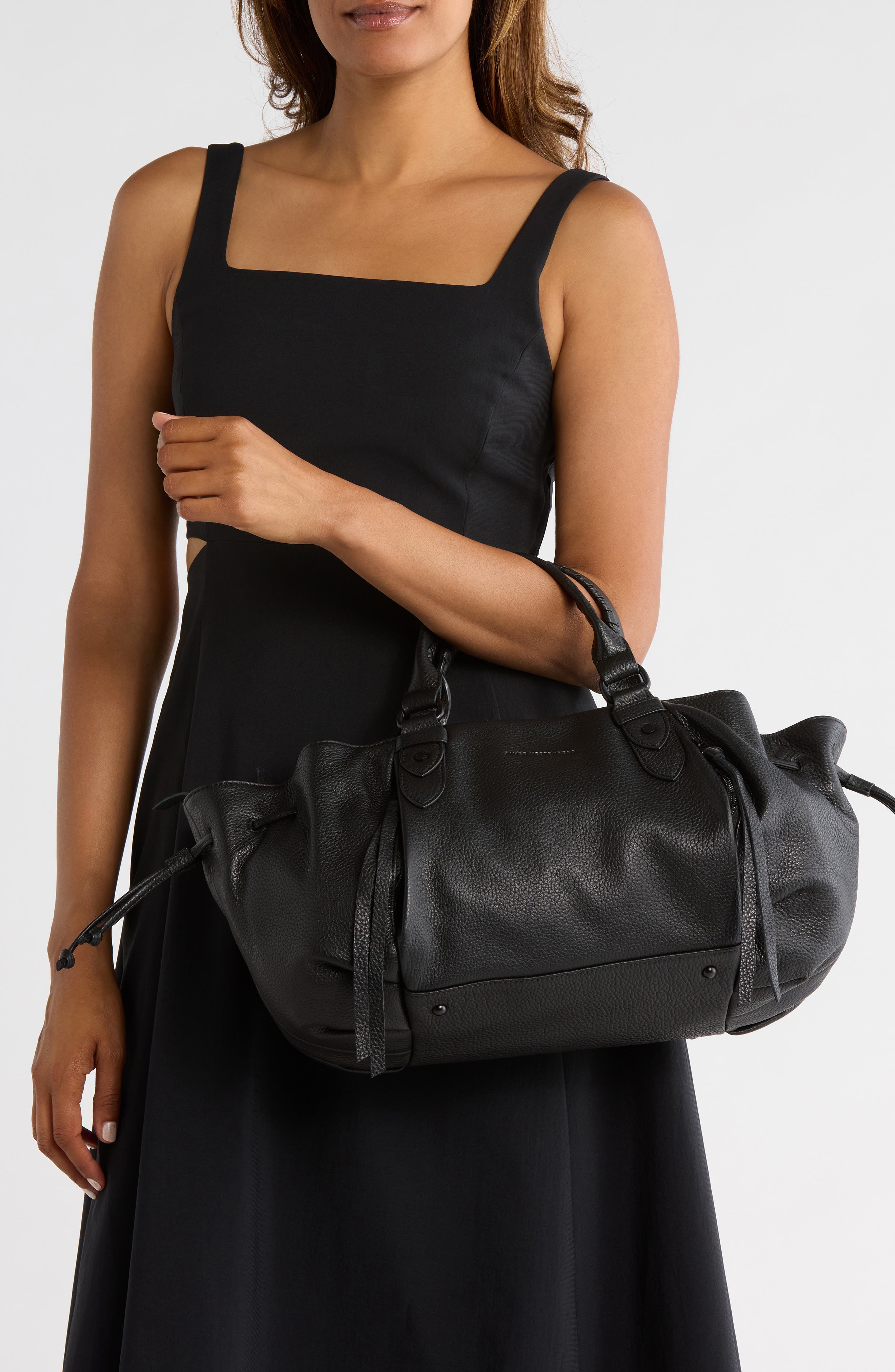 AIMEE Essence Leather Satchel, Alternate, color, Black