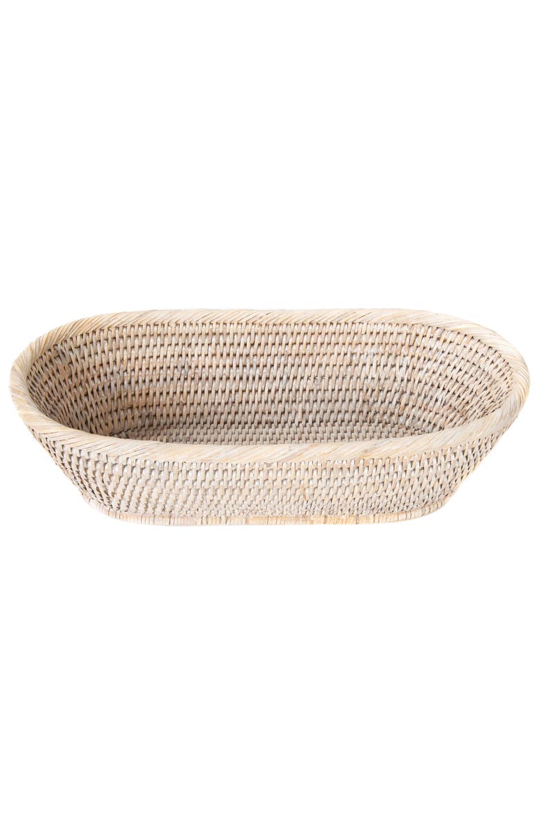 Artifacts Rattan Oval Bread Basket, Alternate, color, White Wash