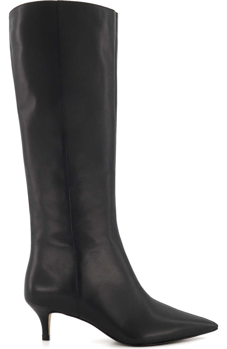 Dune London Smooth Knee High Boot, Alternate, color, Black Leather