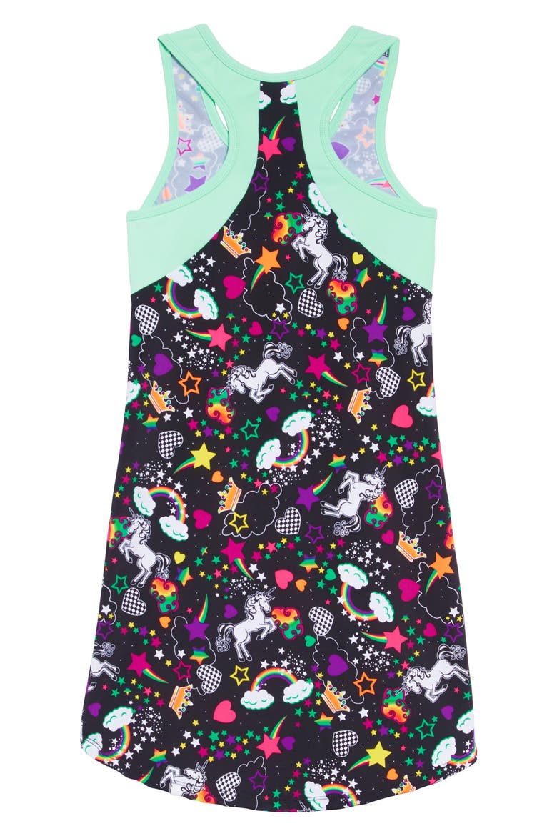 Unicorn Love Active Dress, Alternate, color, BLACK/ AQUA