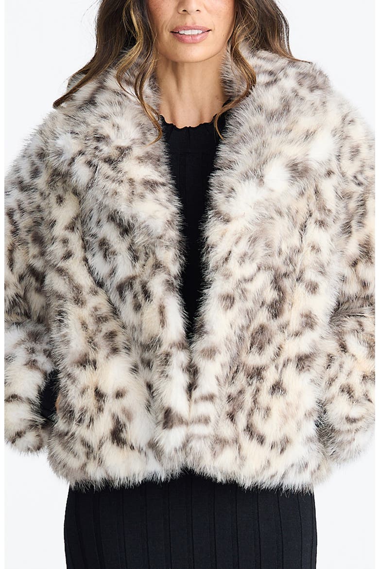 Bertoli Faux Fur Jacket, Alternate, color, GREY LEOPARD