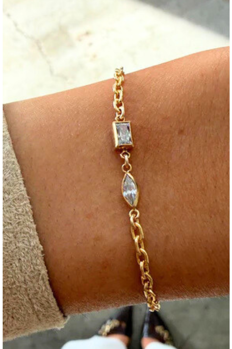 Two Stone 14k Gold Filled Bracelet, Alternate, color, Gold