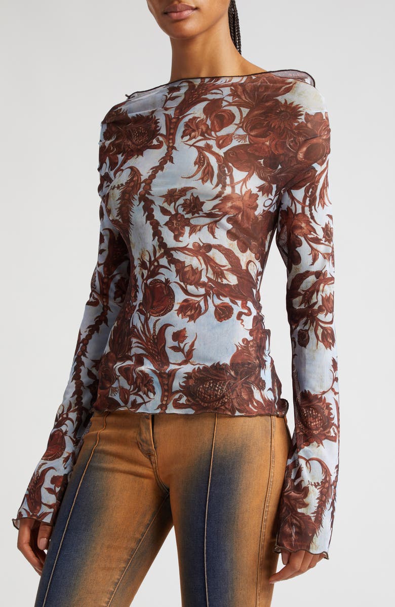 Knwls Floral Mesh Top, Alternate, color,